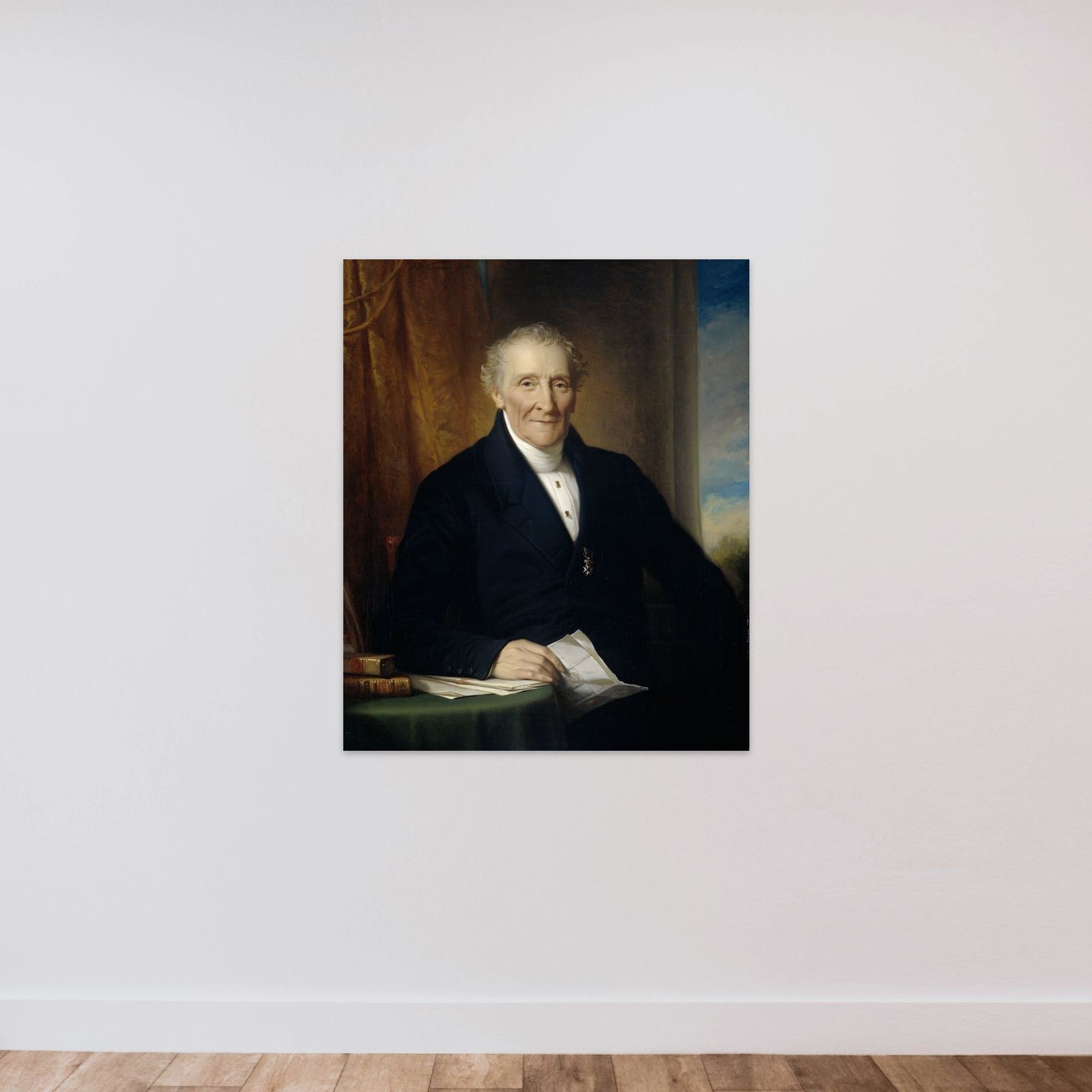 Rodolphe le Chevalier (1777-1865), Amsterdam Merchant and one of three Founders of the Holland Railroad Company unframed — shown to scale