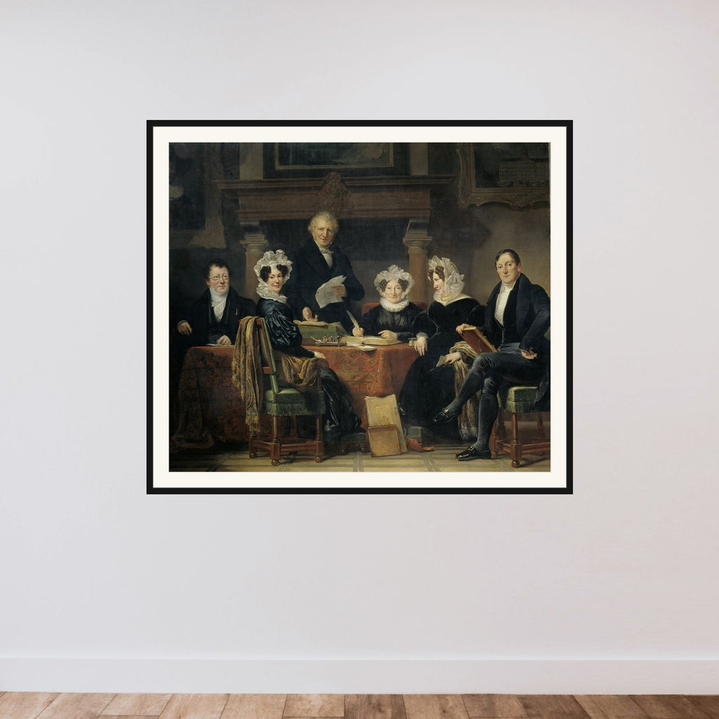 Regents and Regentesses of the Lepers' Asylum, Amsterdam, 1834-35 framed — shown to scale