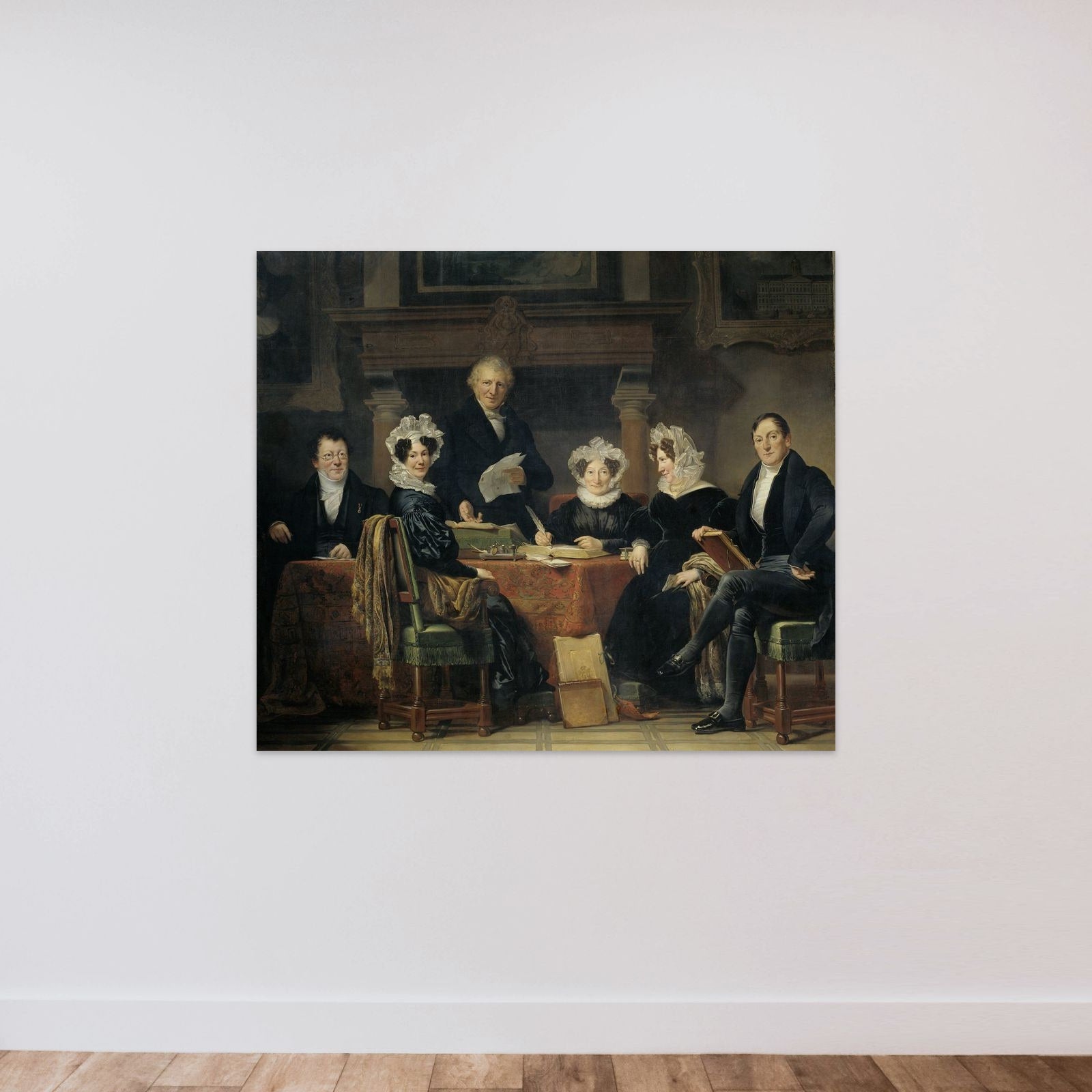 Regents and Regentesses of the Lepers' Asylum, Amsterdam, 1834-35 unframed — shown to scale
