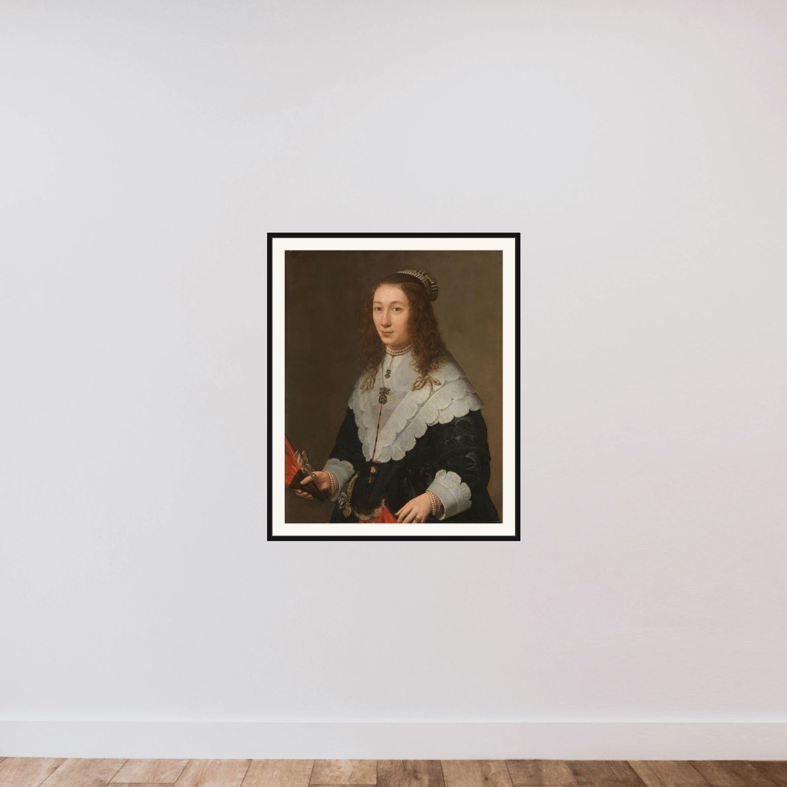 Catharina van Well (1626-1722), Wife of Guilliaam van Bleyswijk framed — shown to scale