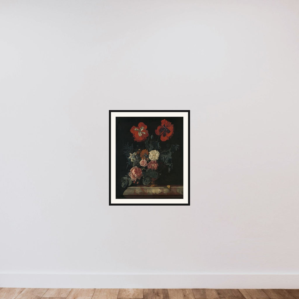 Still Life with Flowers framed — shown to scale