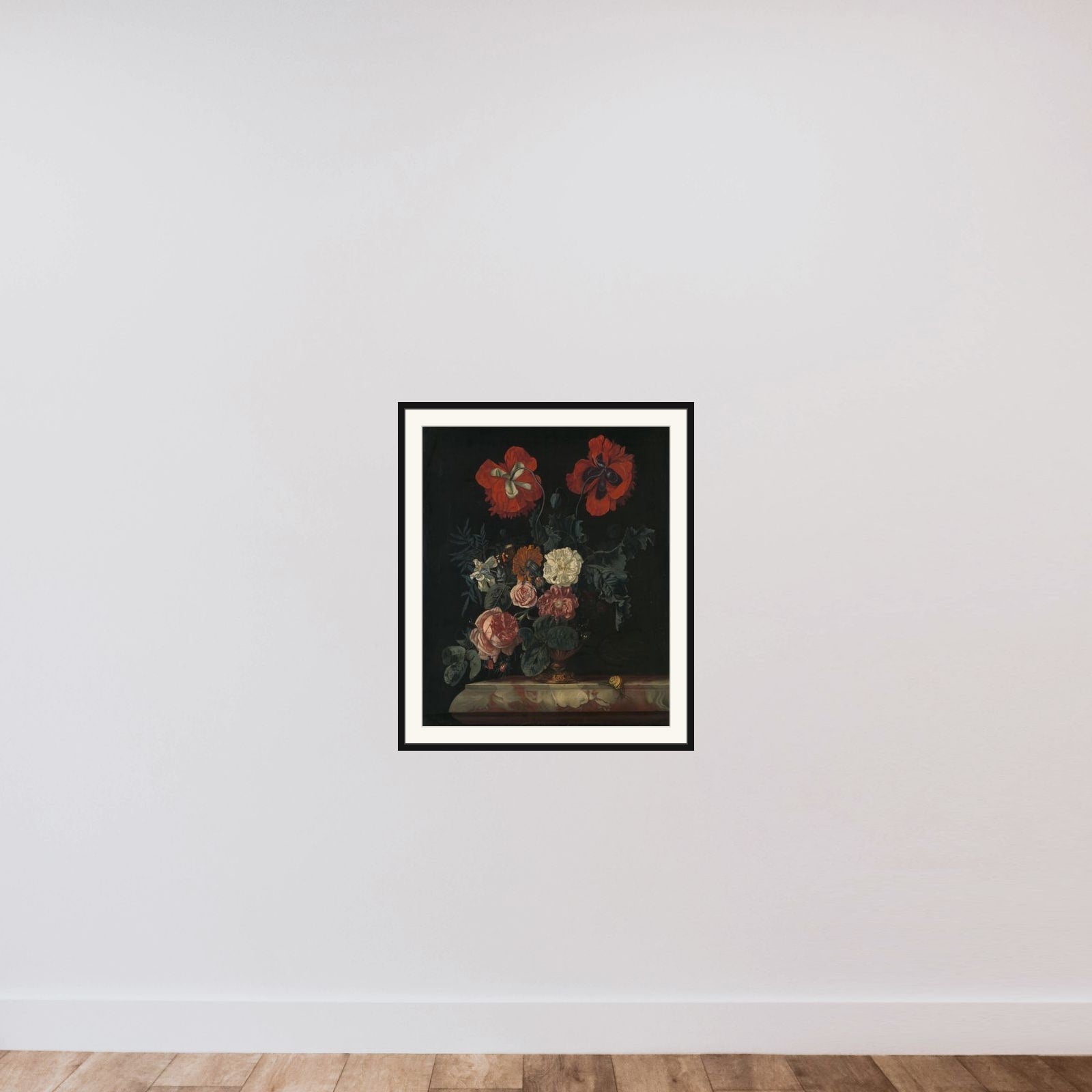 Still Life with Flowers framed — shown to scale