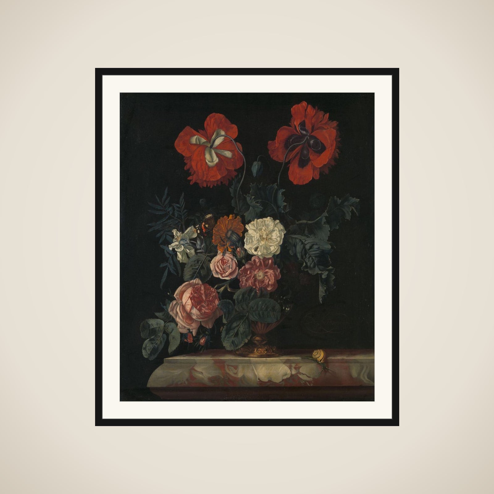 Still Life with Flowers framed