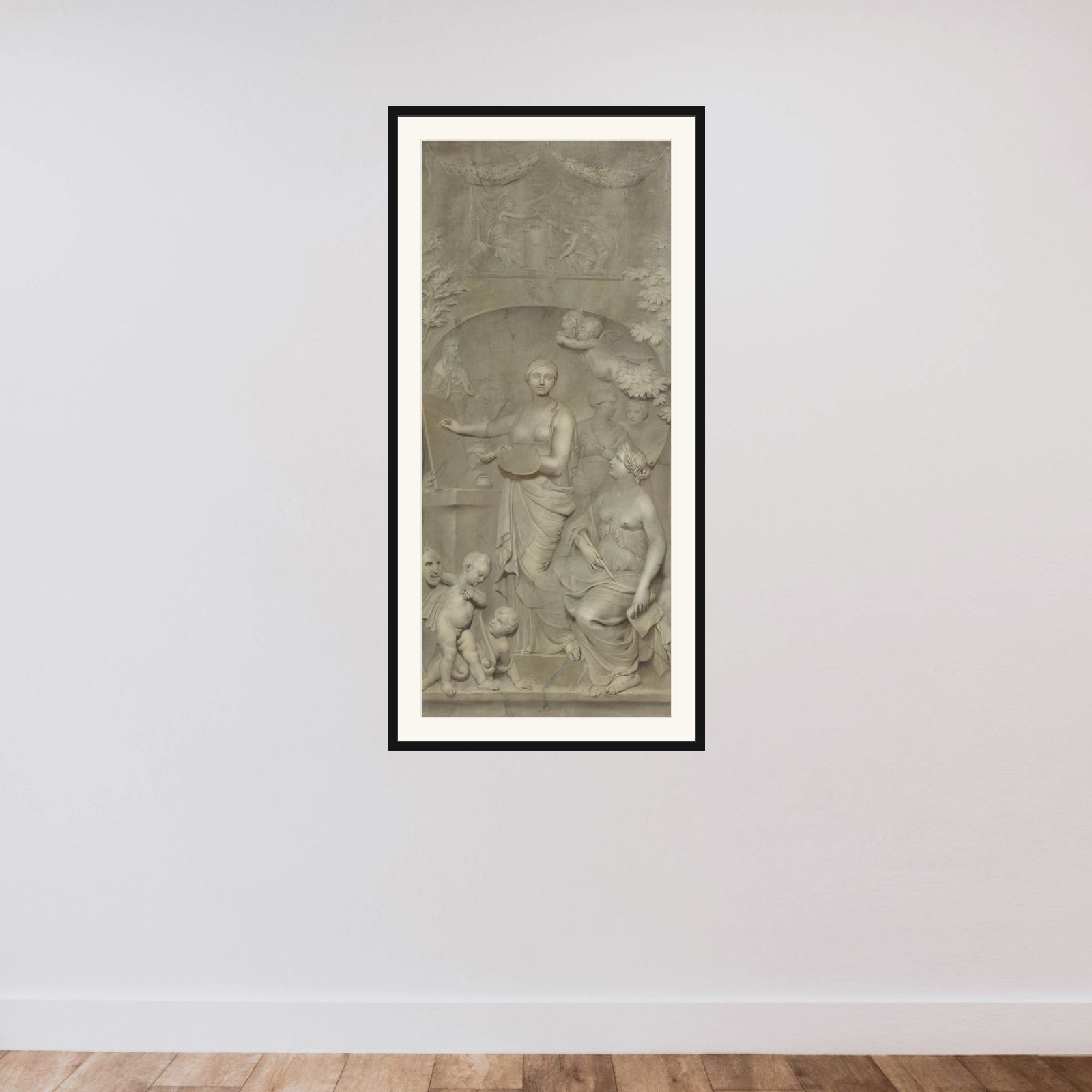 Allegory of the Arts framed — shown to scale