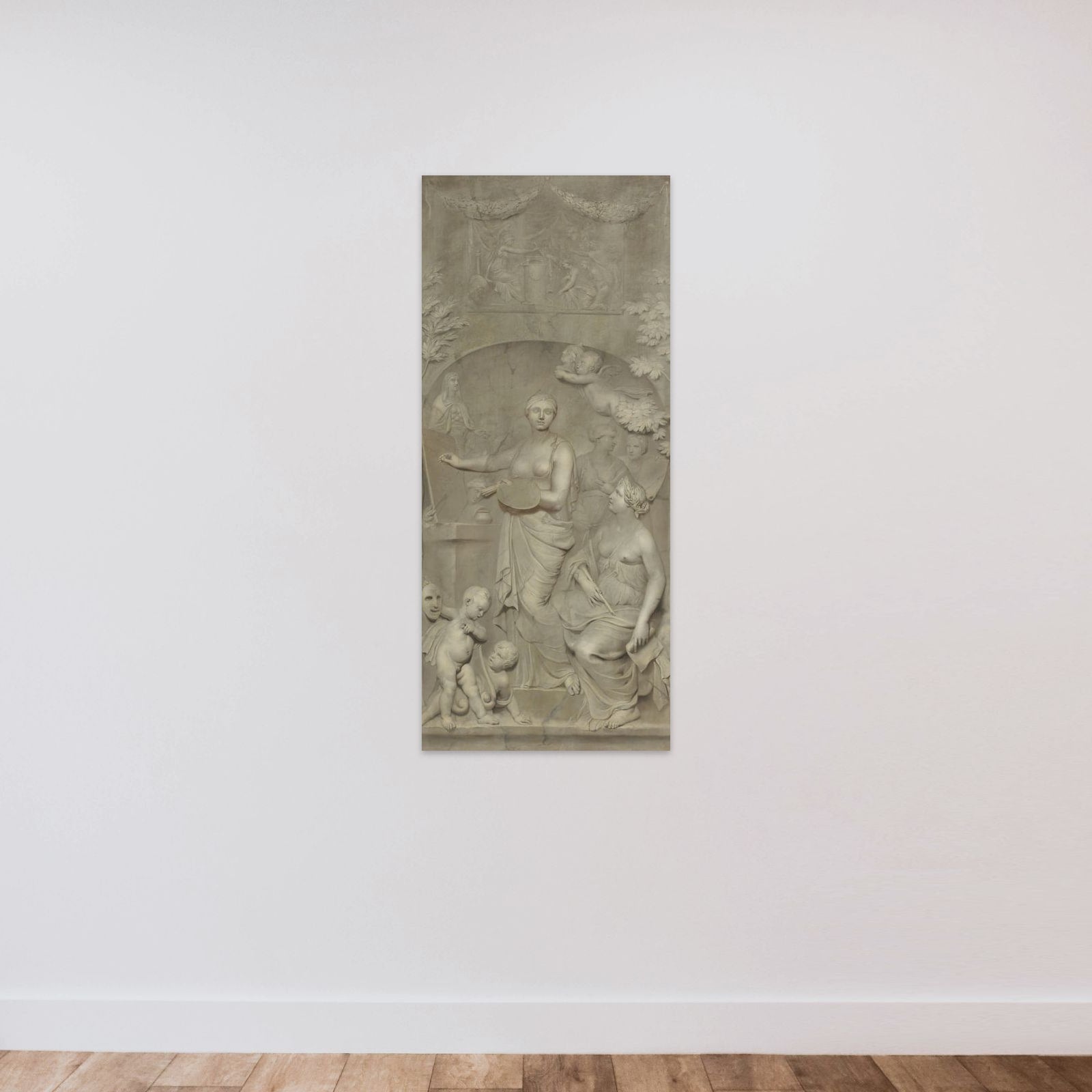 Allegory of the Arts unframed — shown to scale