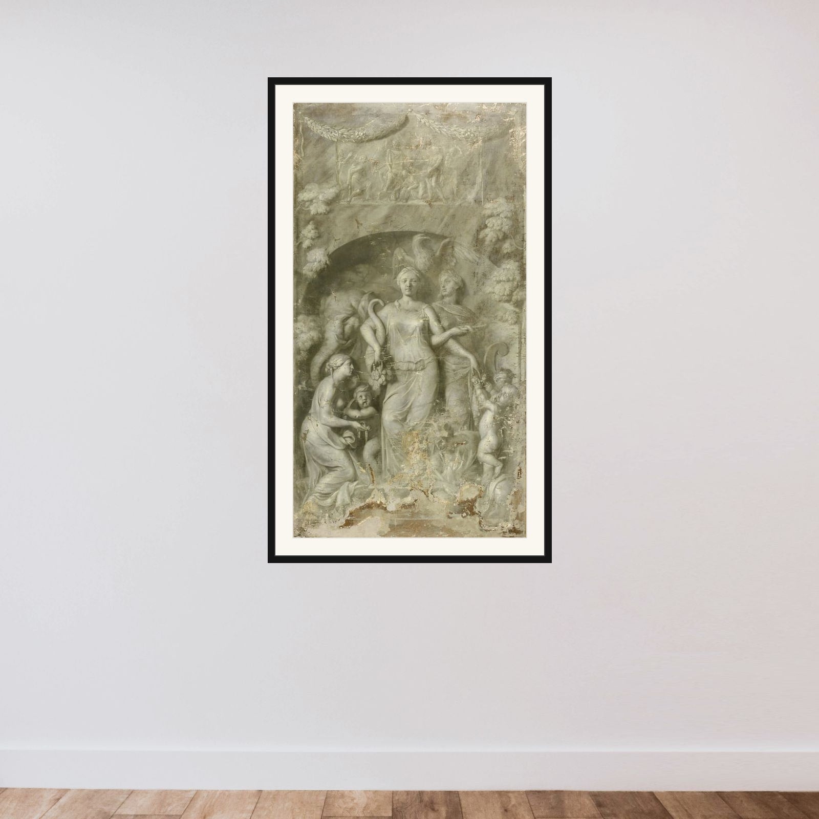 Allegory of Charity framed — shown to scale