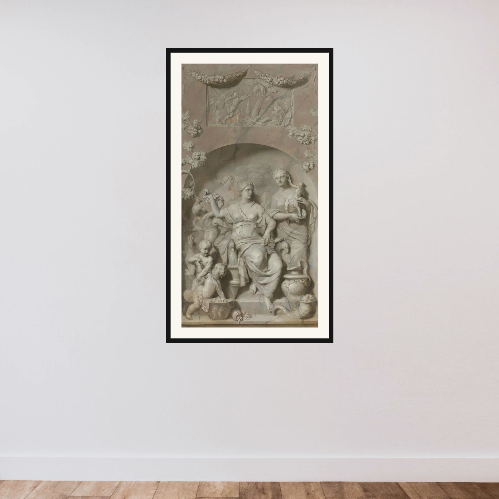 Allegory of Riches framed — shown to scale