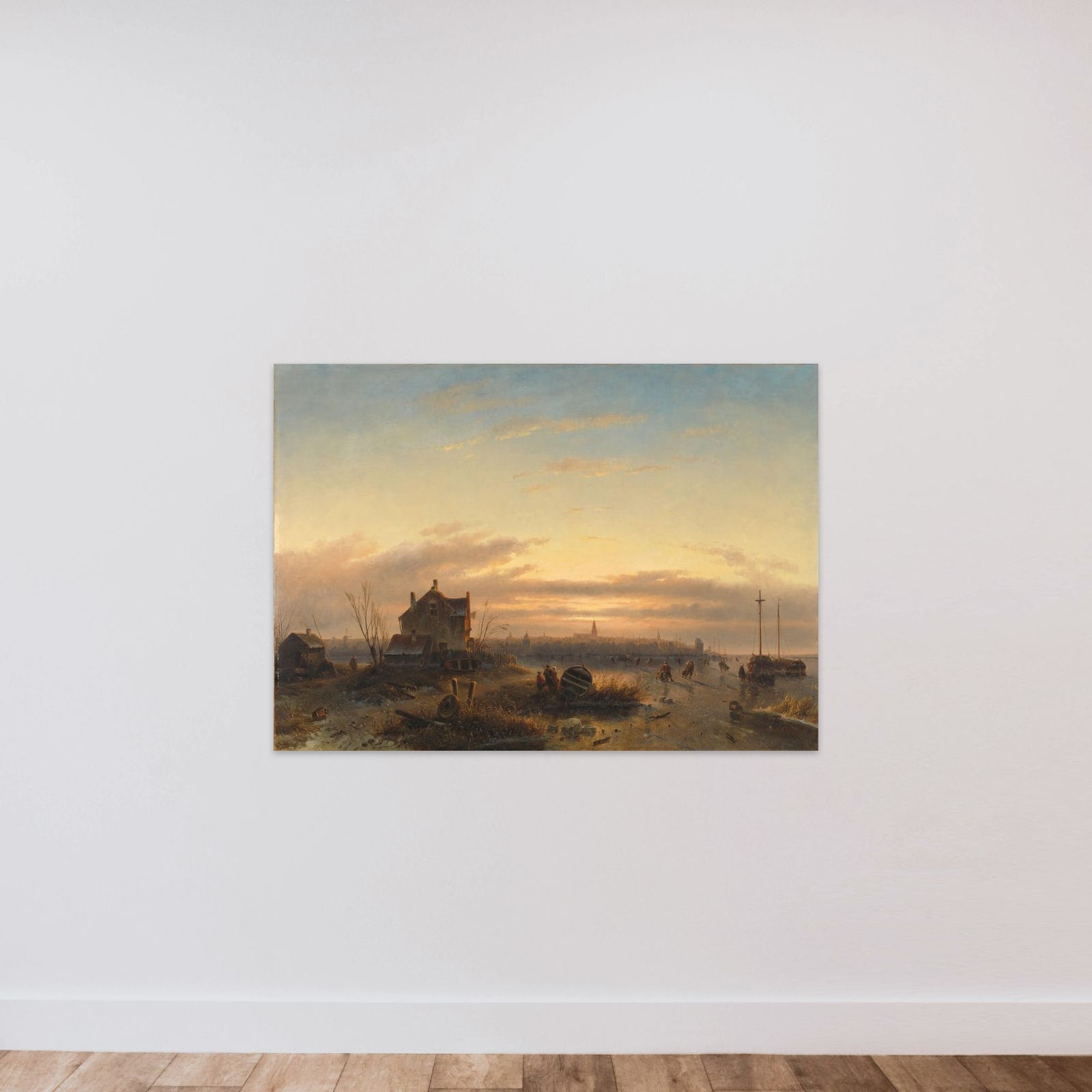 Winter Scene, with a City in the Distance unframed — shown to scale