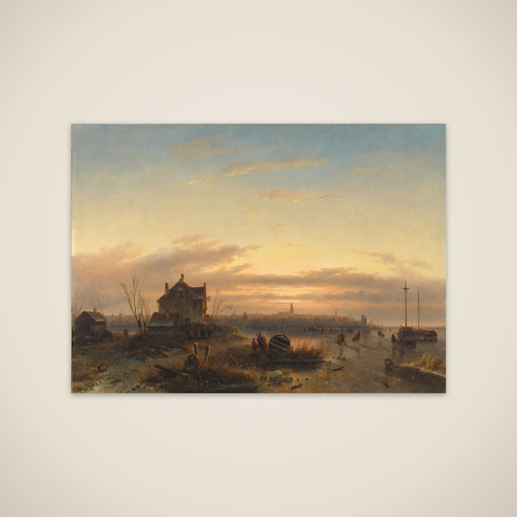 Winter Scene, with a City in the Distance unframed print