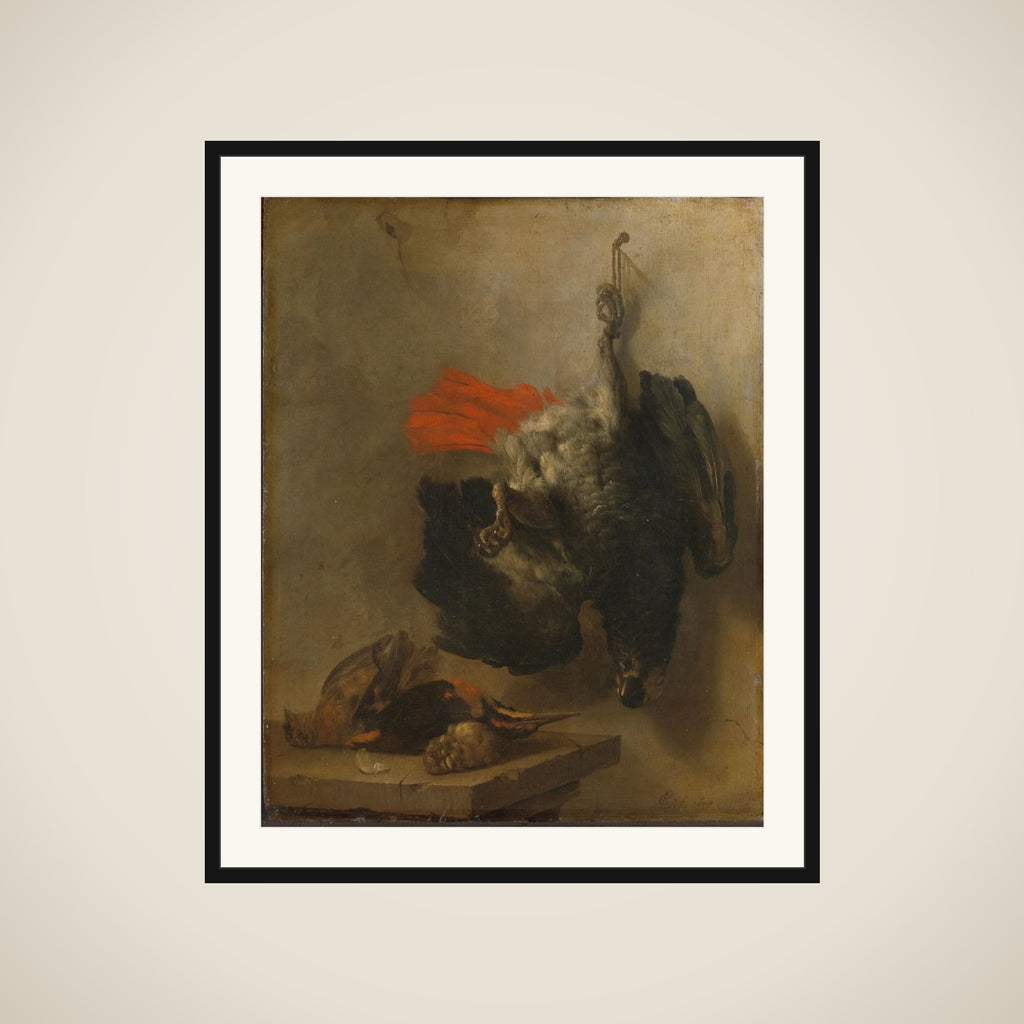 Still Life with Parrot and Snipes framed