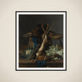 Still Life with Hare and a Black Rooster framed