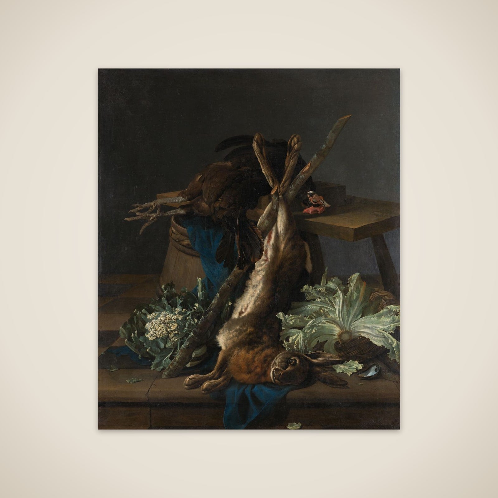Still Life with Hare and a Black Rooster unframed print