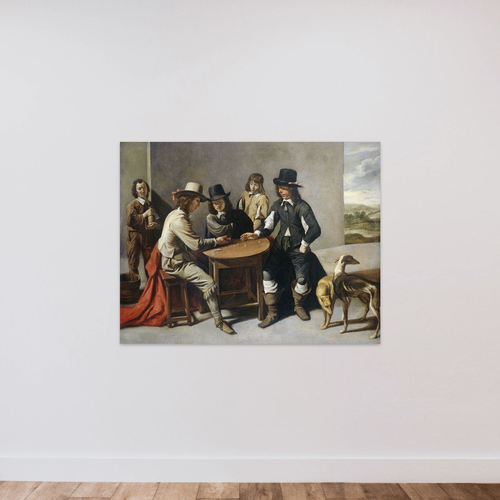 The Dice Shooters unframed — shown to scale