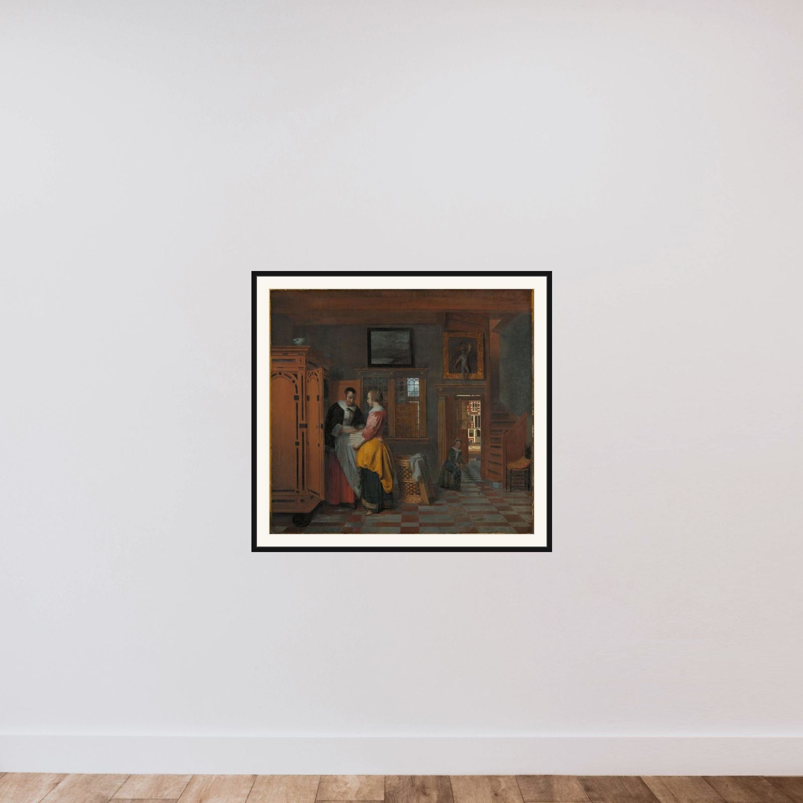 Interior with Women beside a Linen Cupboard framed — shown to scale