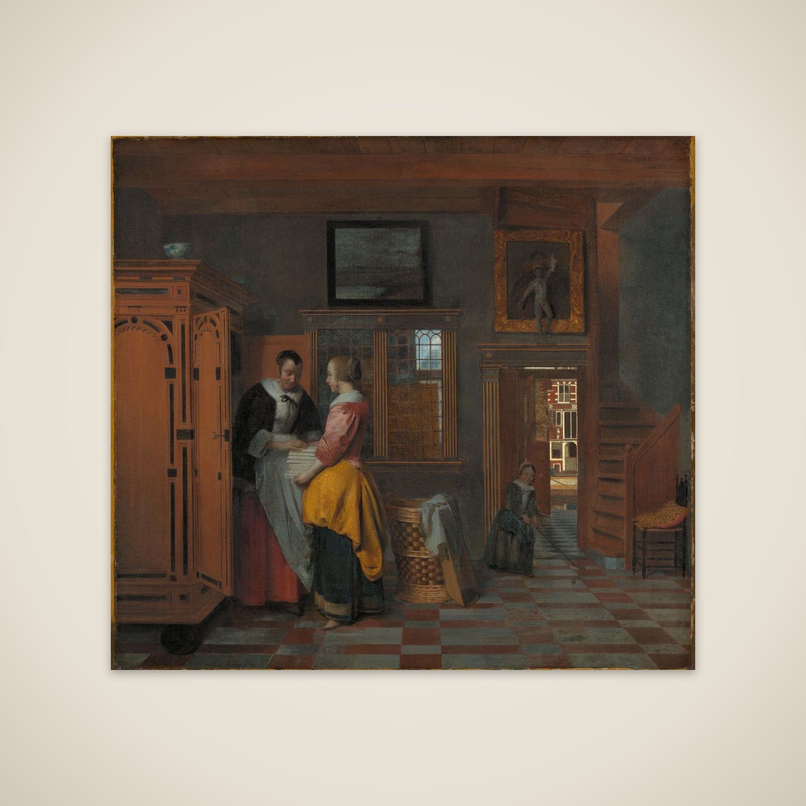 Interior with Women beside a Linen Cupboard unframed print