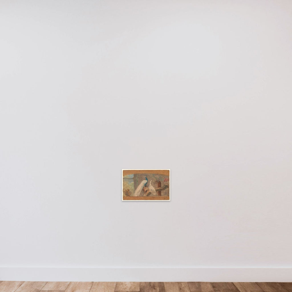 Ontwerp voor een dessus-de-porte: tak met pauw en andere vogels unframed — shown to scale