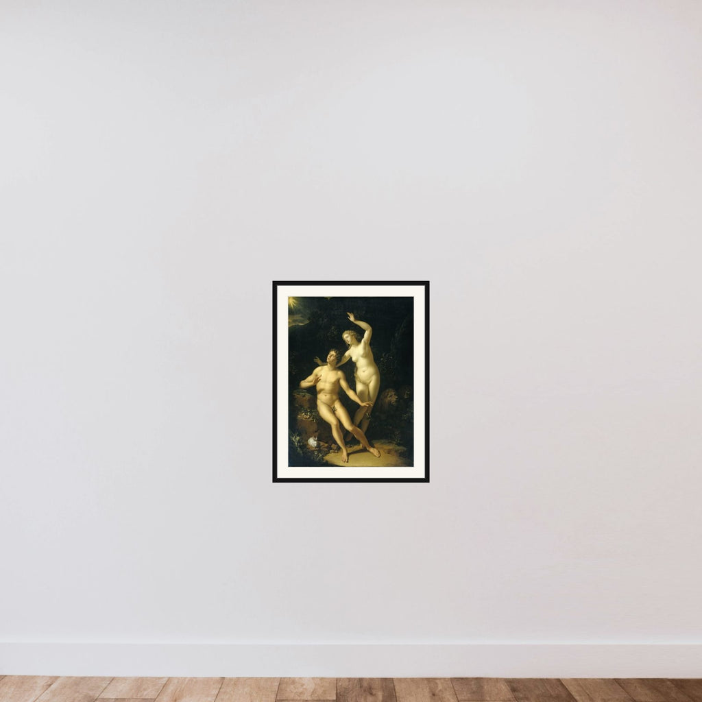 God Holds Adam and Eve Responsible framed — shown to scale
