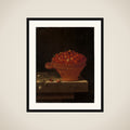 A Bowl of Strawberries on a Stone Plinth framed