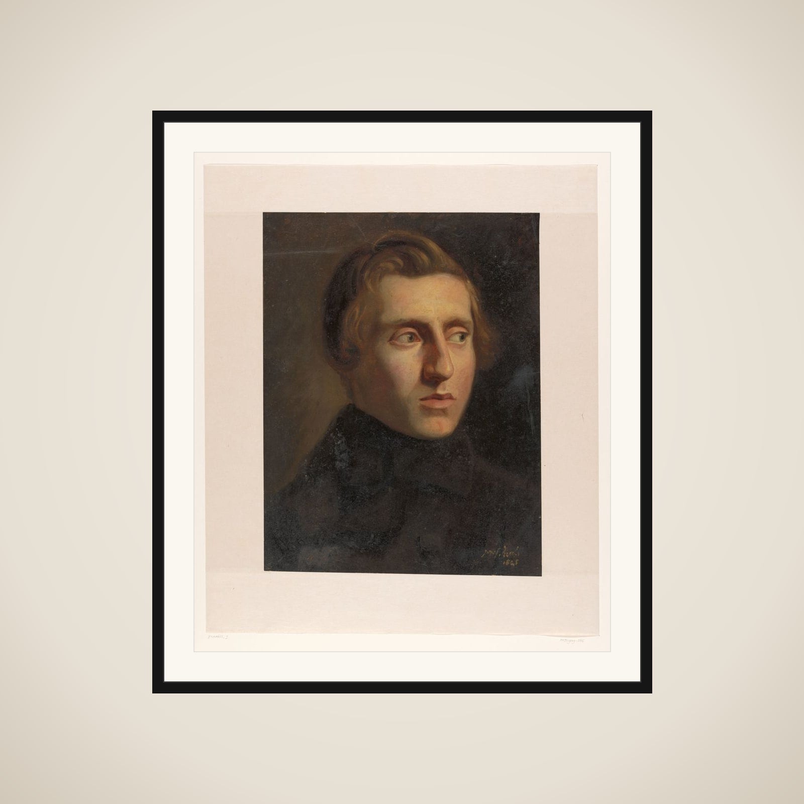 Portrait of een young man framed