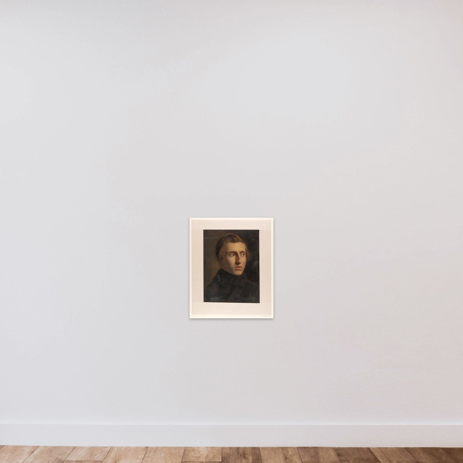 Portrait of een young man unframed — shown to scale