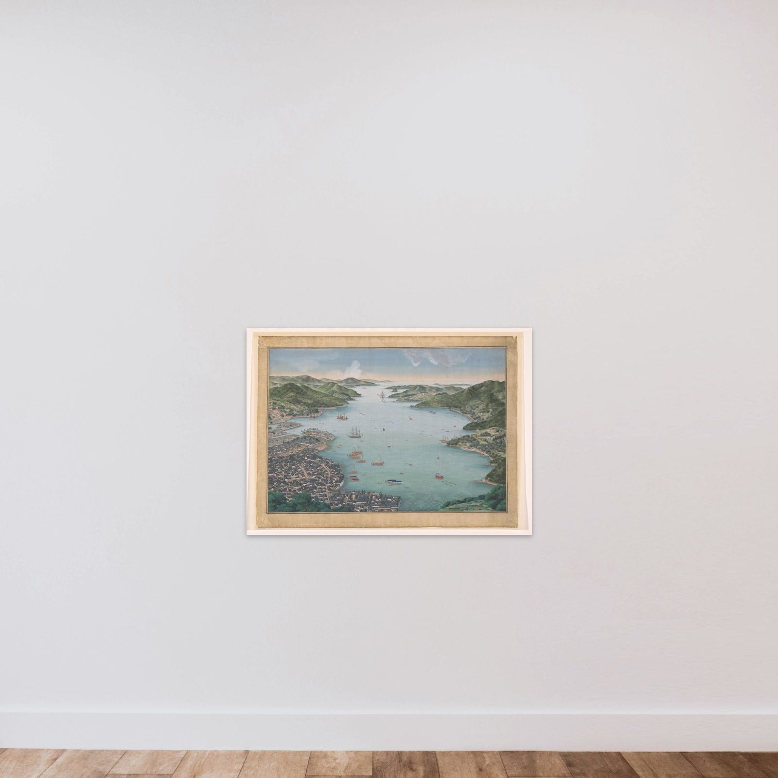 View of Nagasaki bay unframed — shown to scale
