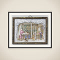 Plaque depicting a woman reading framed