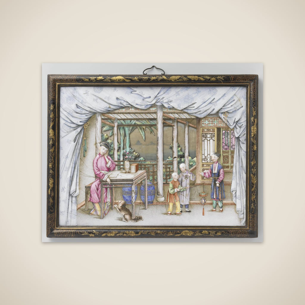 Plaque depicting a woman reading unframed print