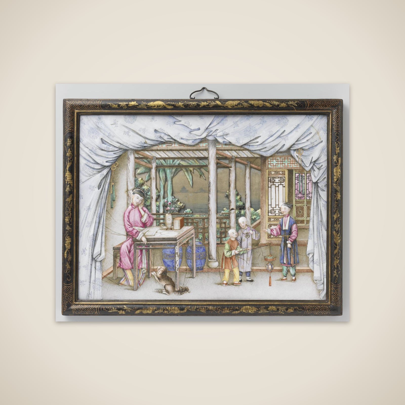 Plaque depicting a woman reading unframed print