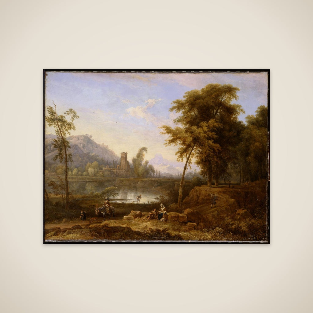 Italiaans landschap with omgeknakte boom unframed print