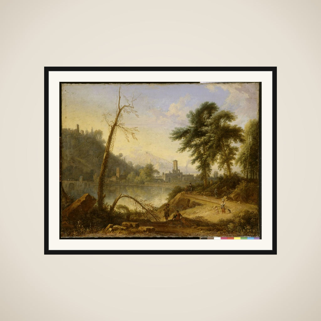 Italiaans landschap with muilezeldrijver framed