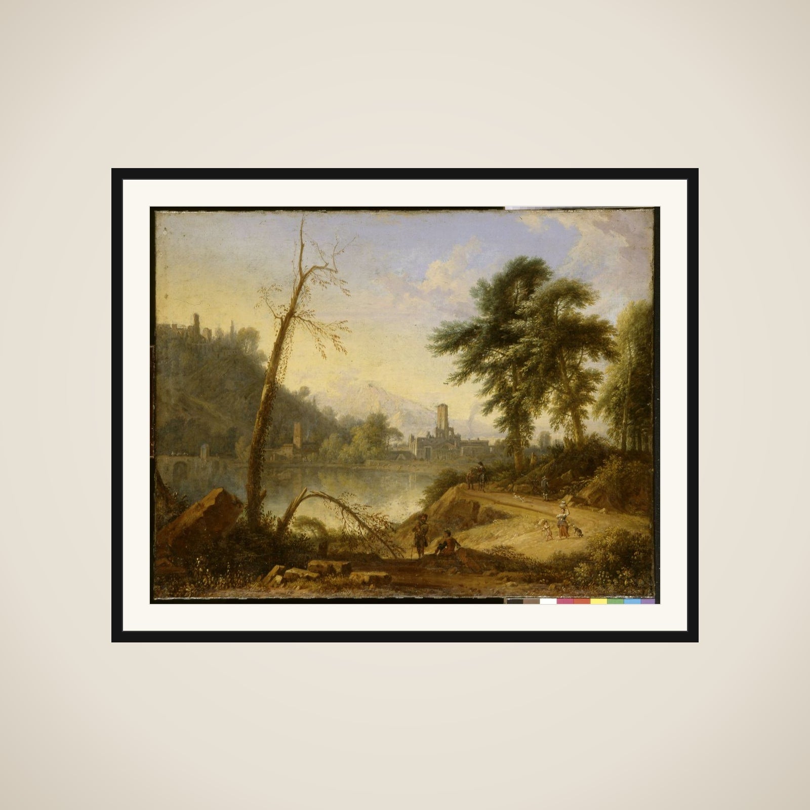 Italiaans landschap with muilezeldrijver framed
