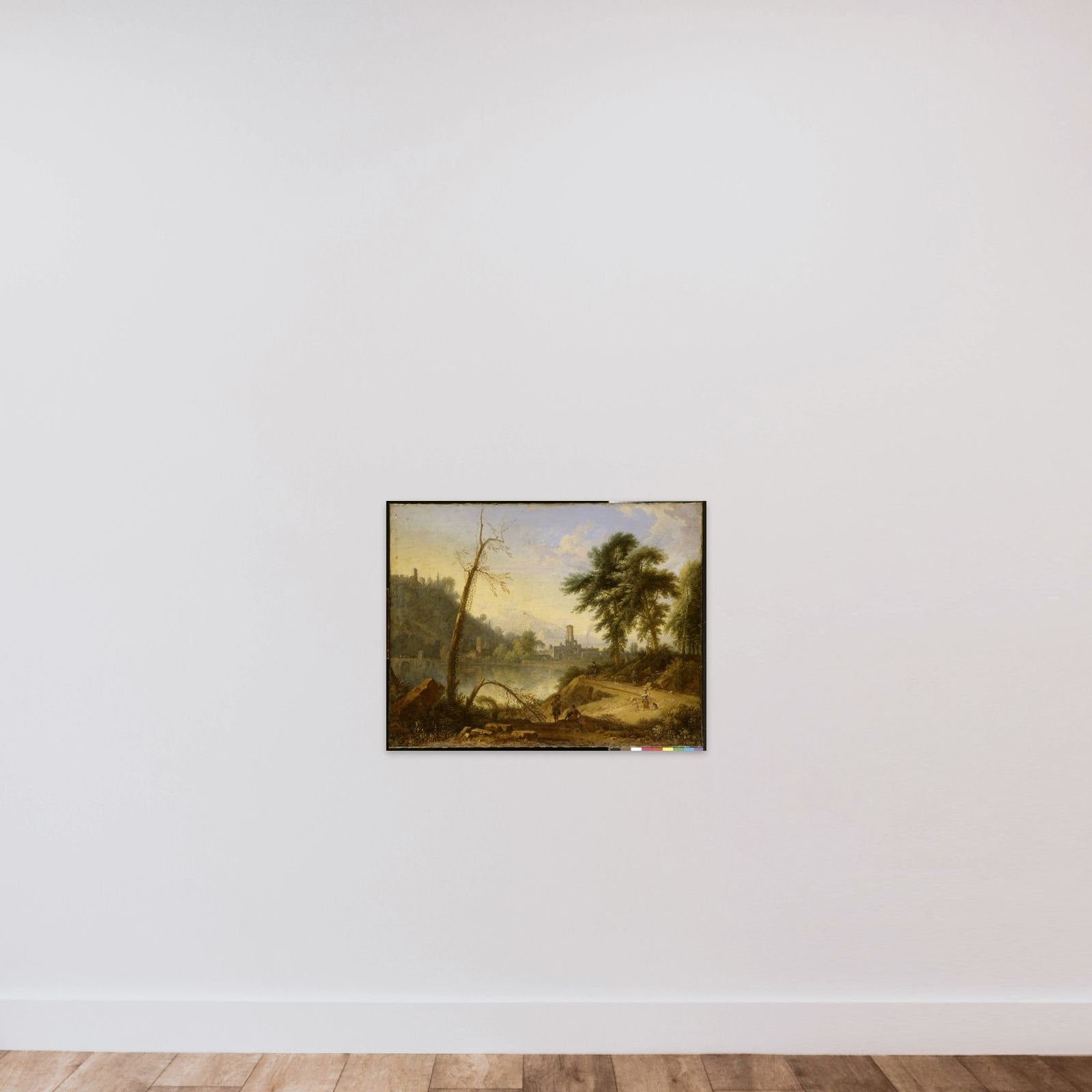 Italiaans landschap with muilezeldrijver unframed — shown to scale