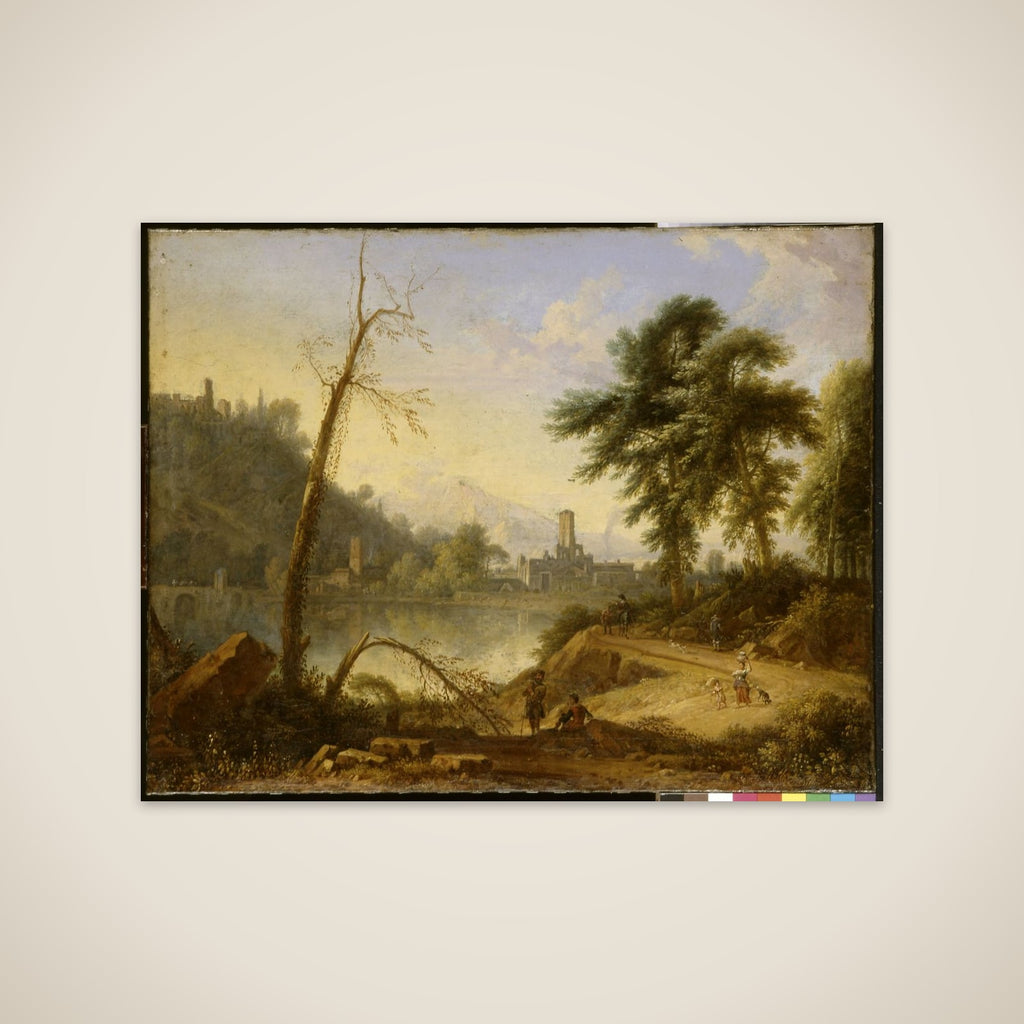 Italiaans landschap with muilezeldrijver unframed print