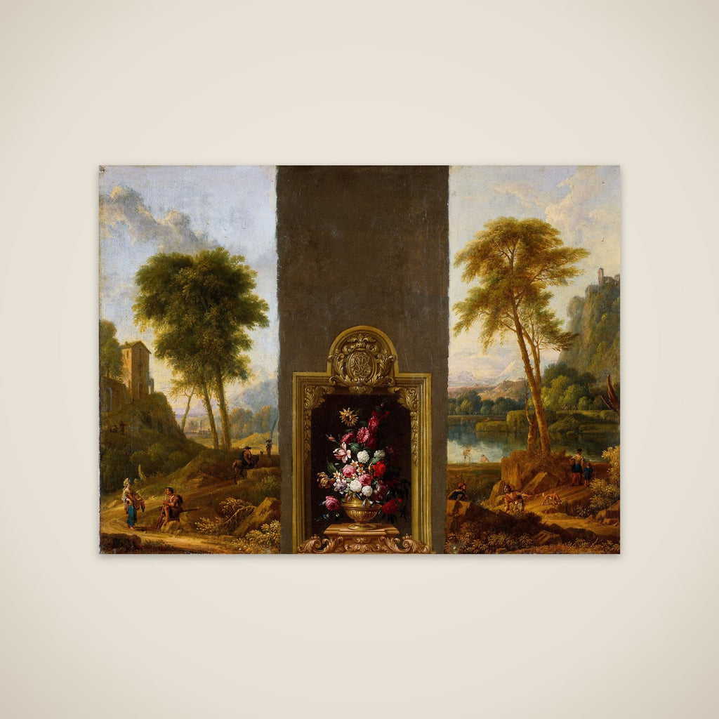 Bloemstilleven in omlijsting met monogram unframed print
