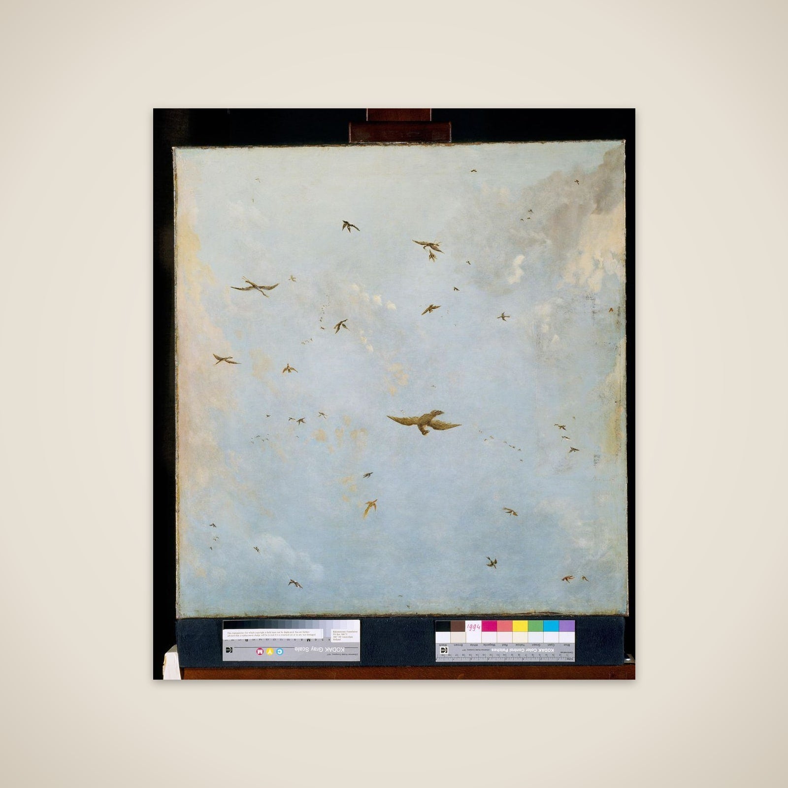 Dolls-house Ceiling-Painting of a Cloudy Sky with Birds unframed print
