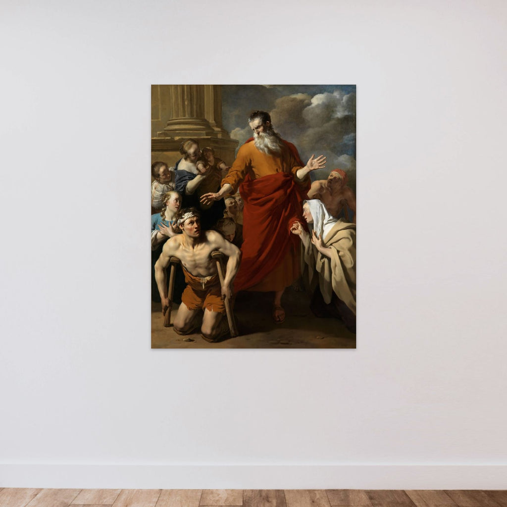 Paul healing a man who could not walk unframed — shown to scale