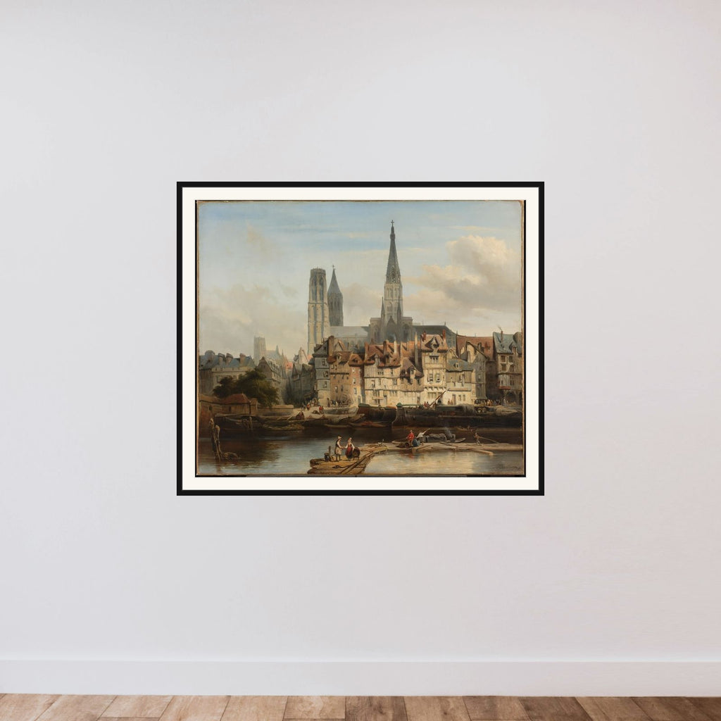 The Quay de Paris in Rouen framed — shown to scale