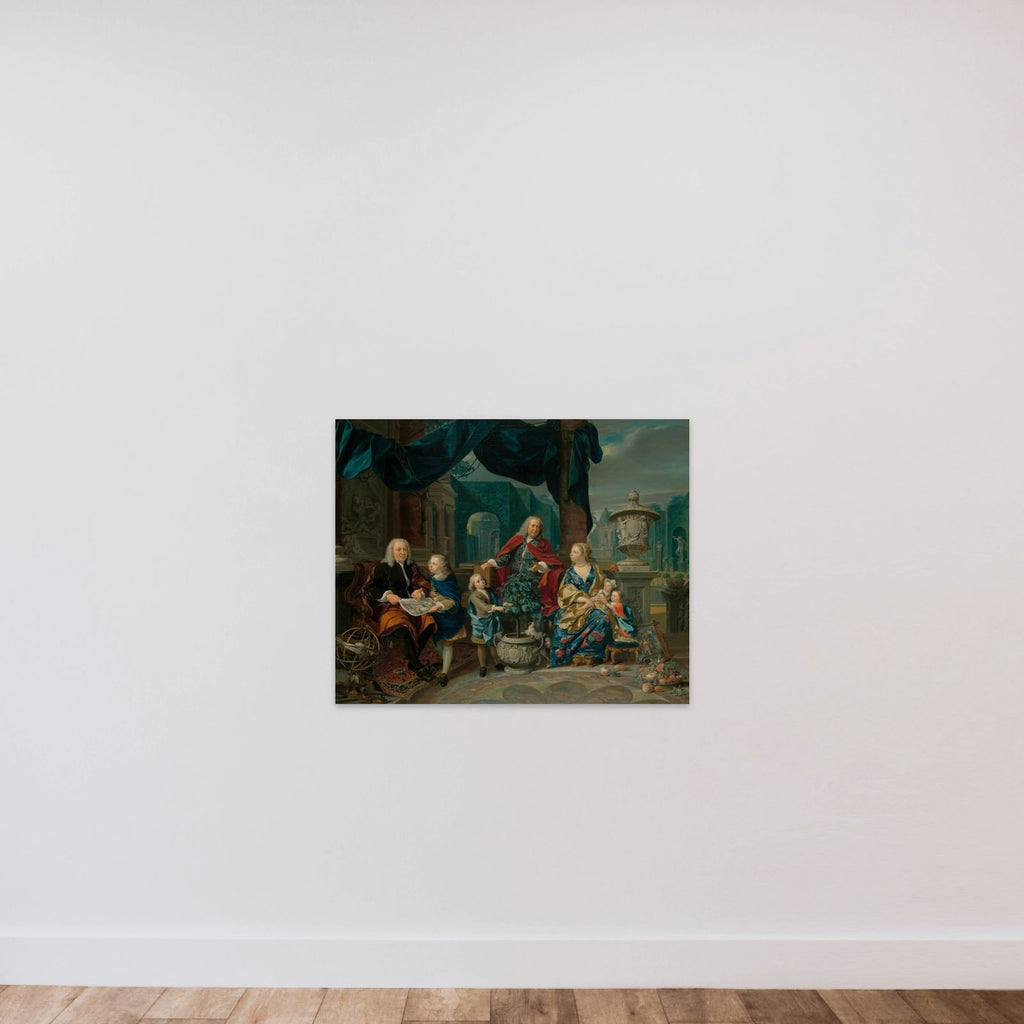 Portrait of David van Mollen and Son-in-Law Jacob Sydervelt with his Family unframed — shown to scale