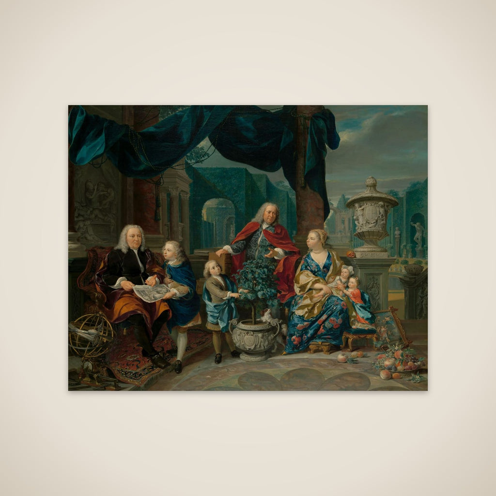 Portrait of David van Mollen and Son-in-Law Jacob Sydervelt with his Family unframed print