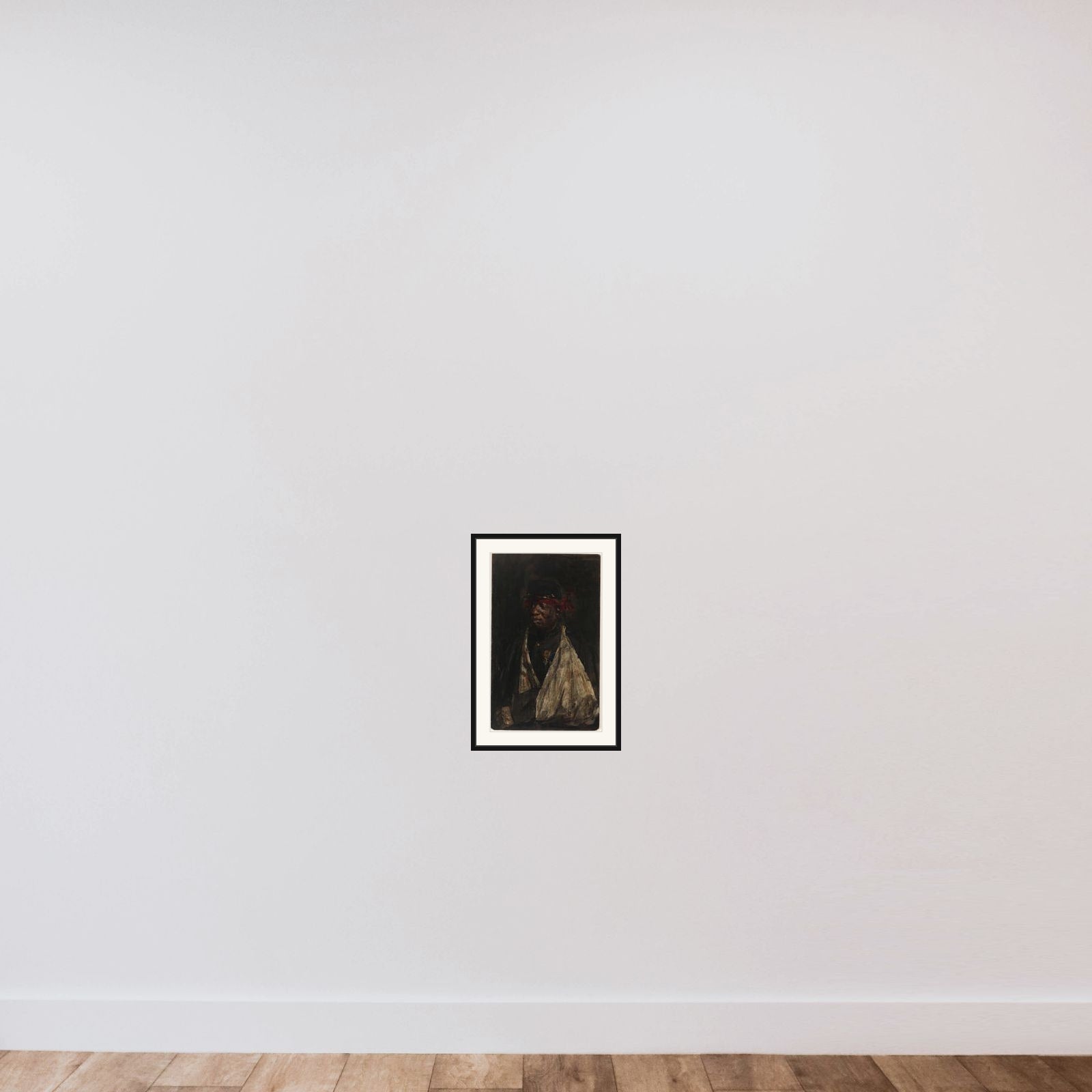 Portrait of a Wounded KNIL soldier framed — shown to scale
