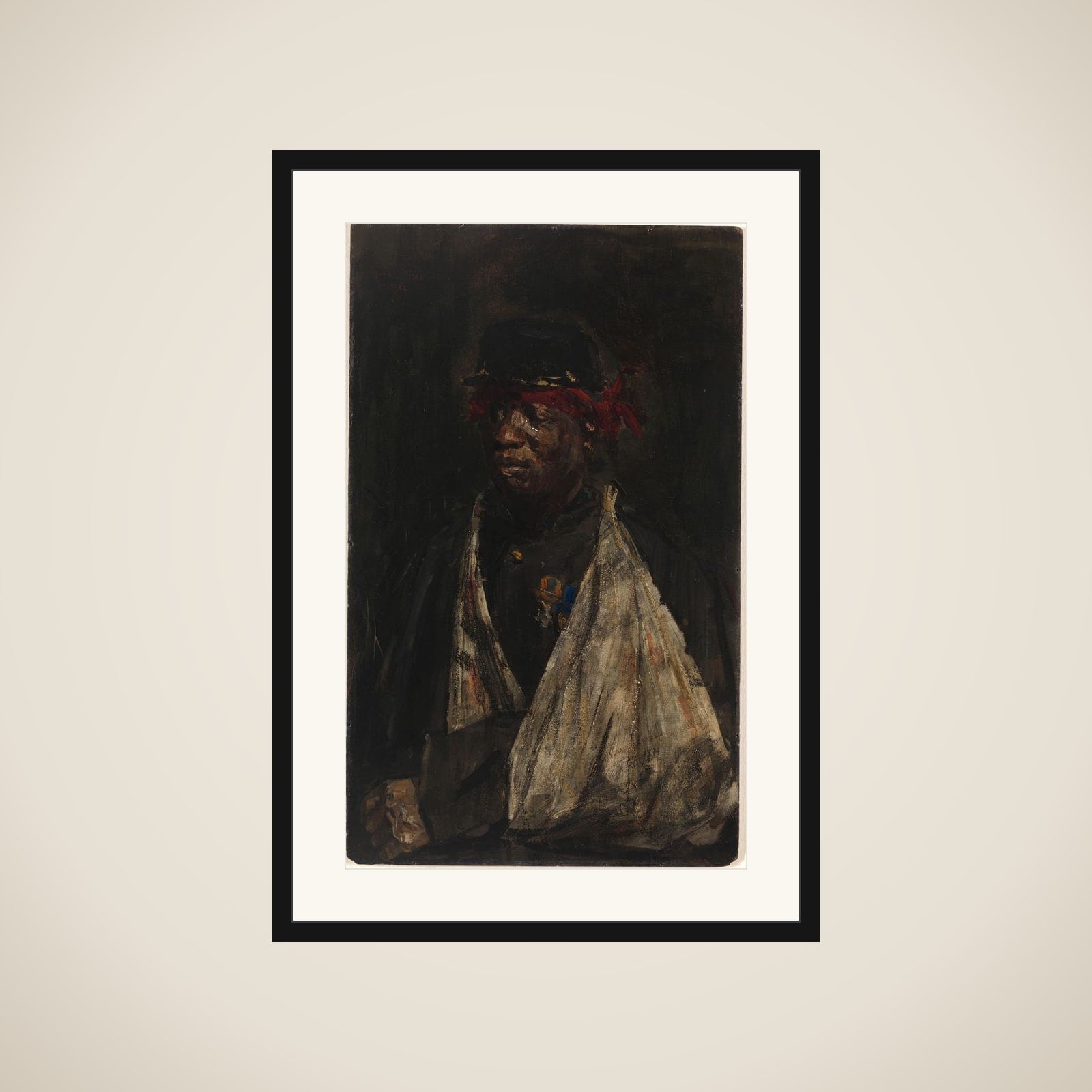 Portrait of a Wounded KNIL soldier framed