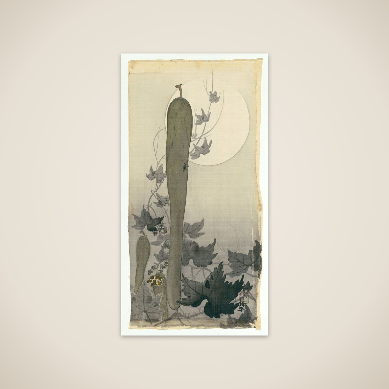 Wilde komkommer met volle maan unframed print