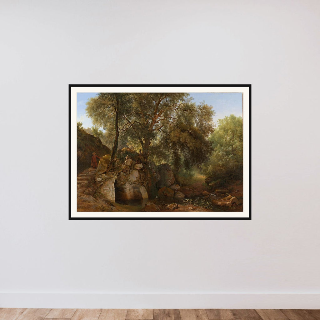 View in the Park of the Villa Chigi at Ariccia framed — shown to scale
