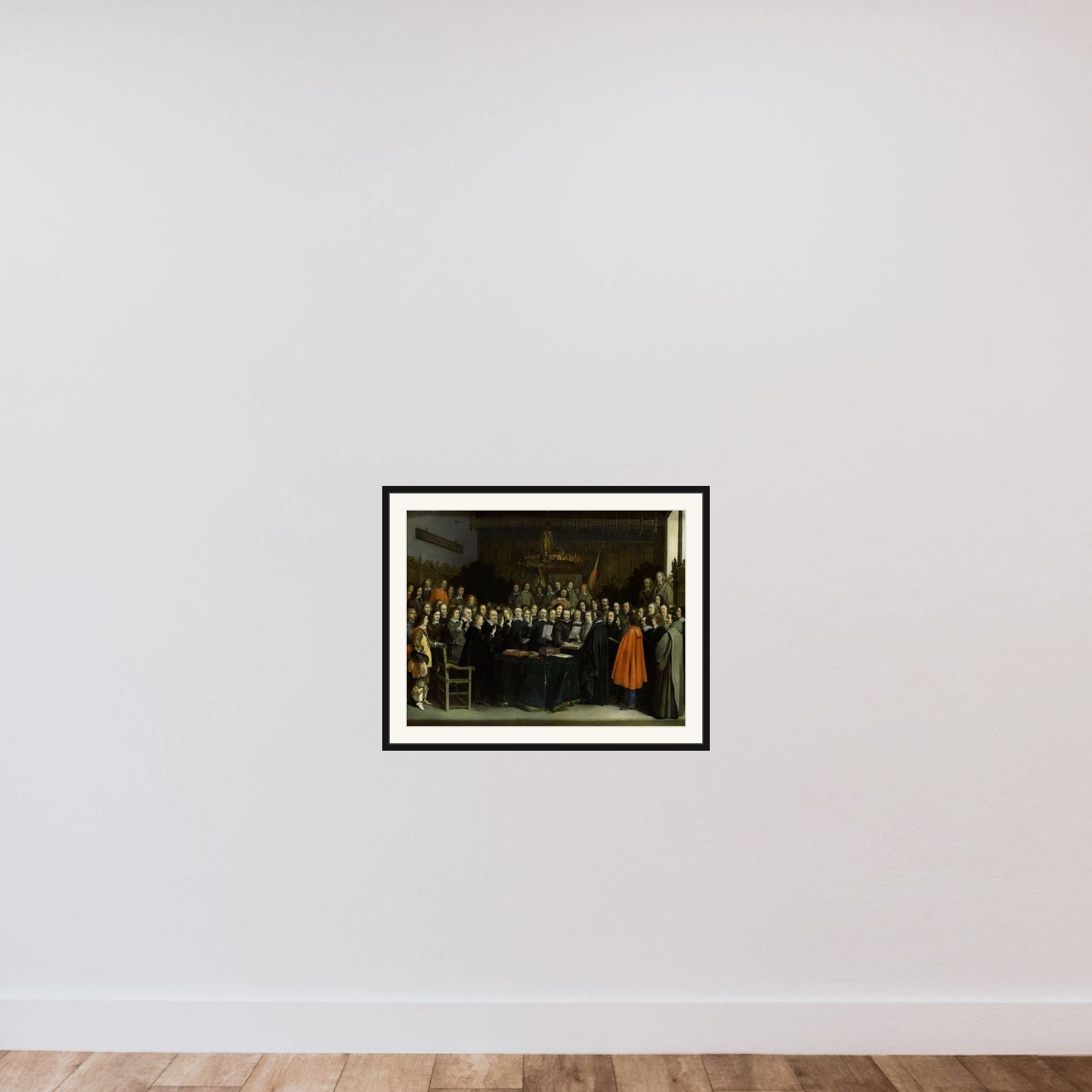 The Ratification of the Treaty of Münster framed — shown to scale