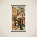 Panel of a polyptych with the seven works of charity: feeding the hungry framed