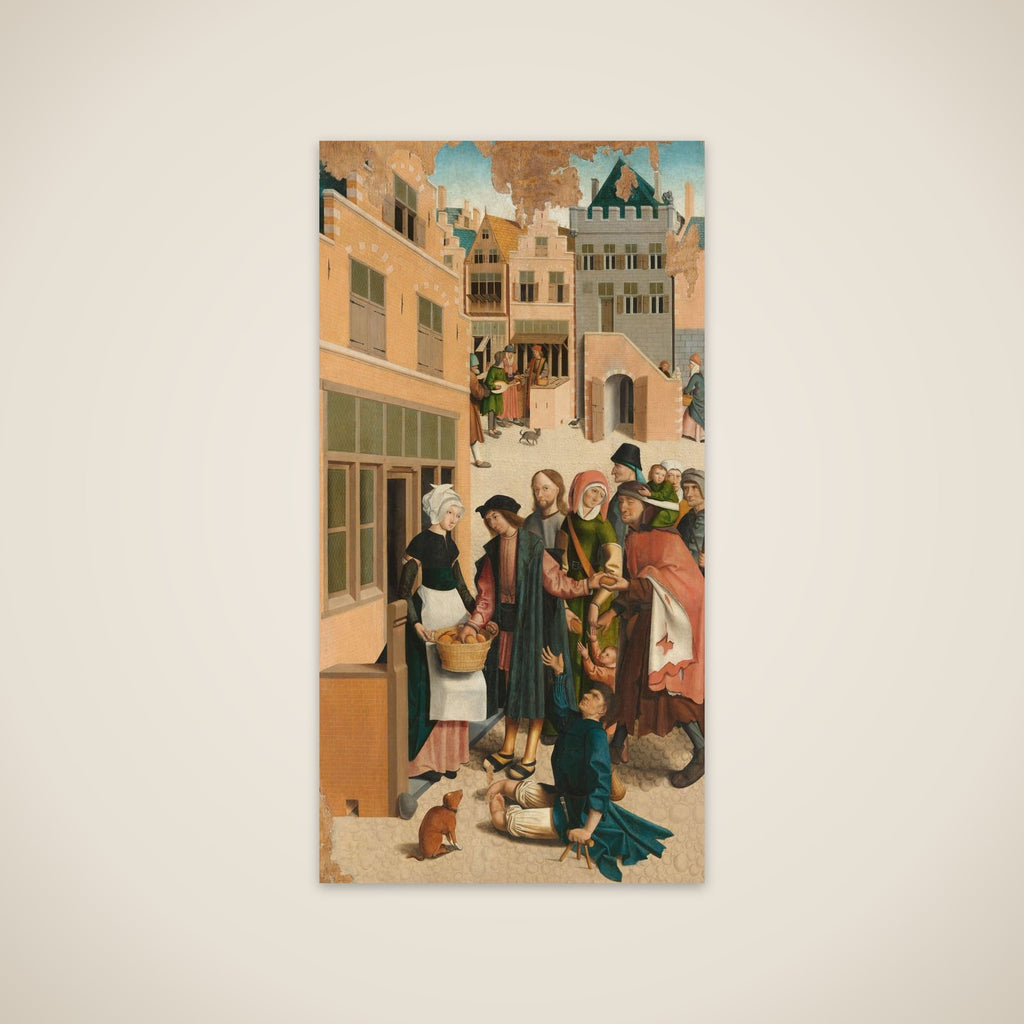 Panel of a polyptych with the seven works of charity: feeding the hungry unframed print
