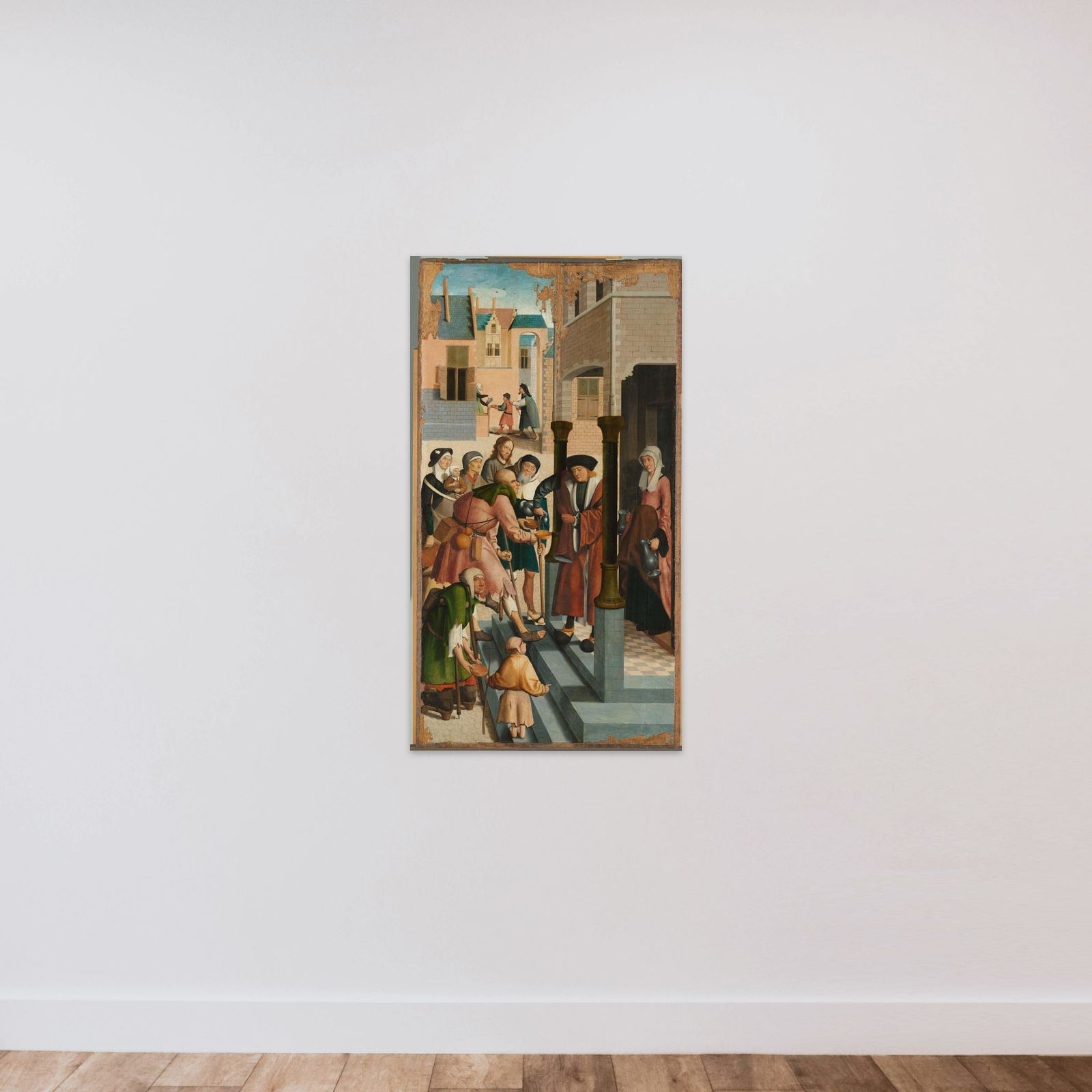 The Seven Works of Mercy unframed — shown to scale