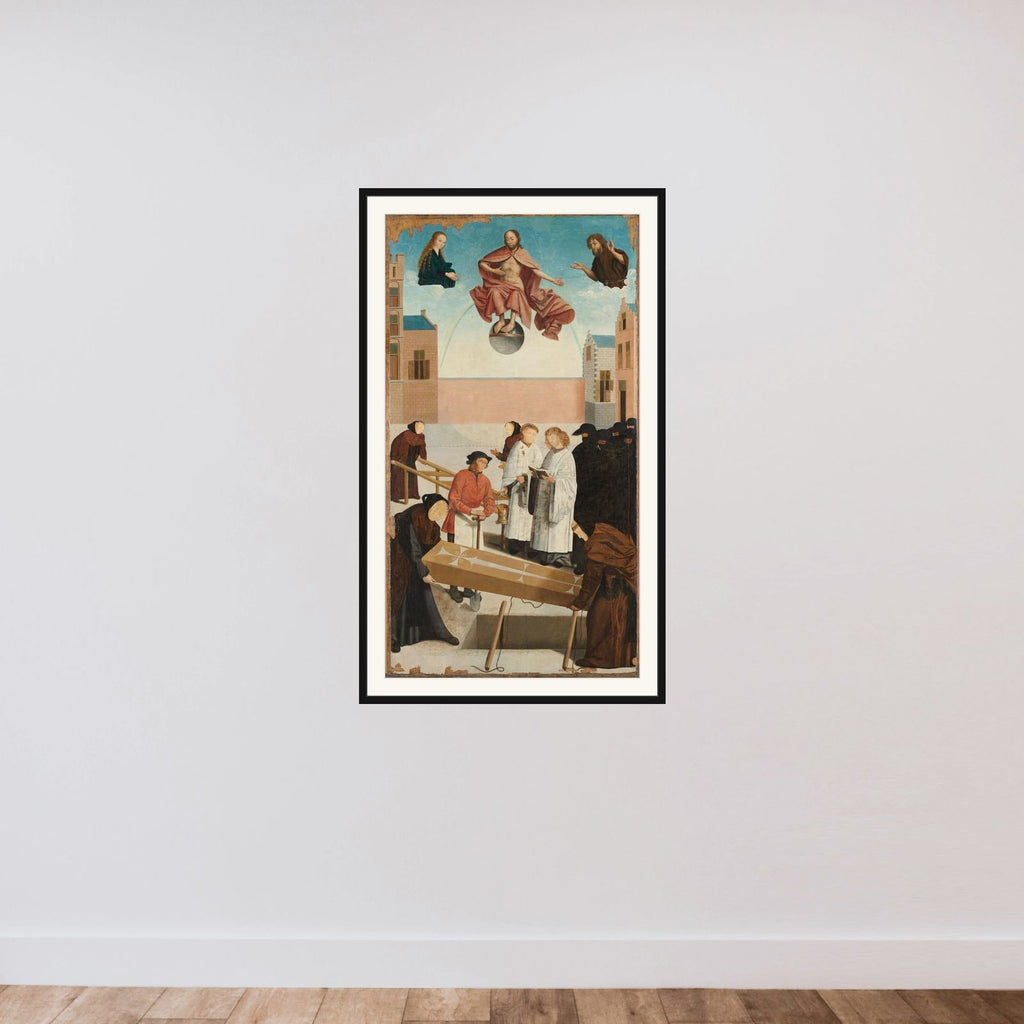 The Seven Works of Mercy framed — shown to scale