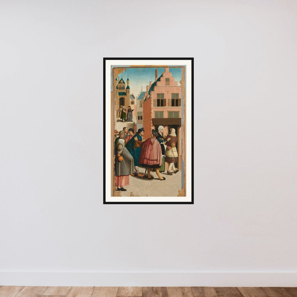 The Seven Works of Mercy framed — shown to scale