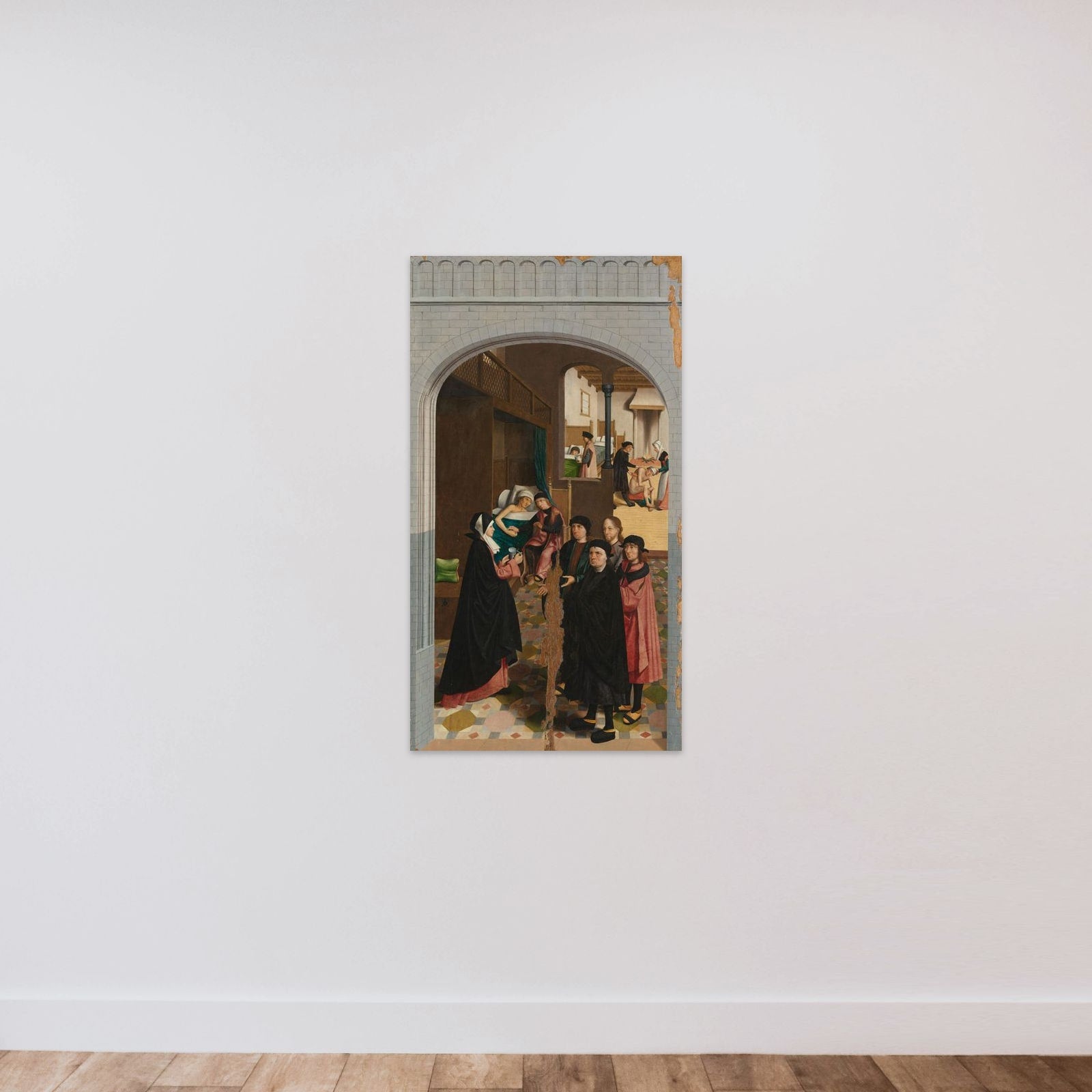 The Seven Works of Mercy unframed — shown to scale